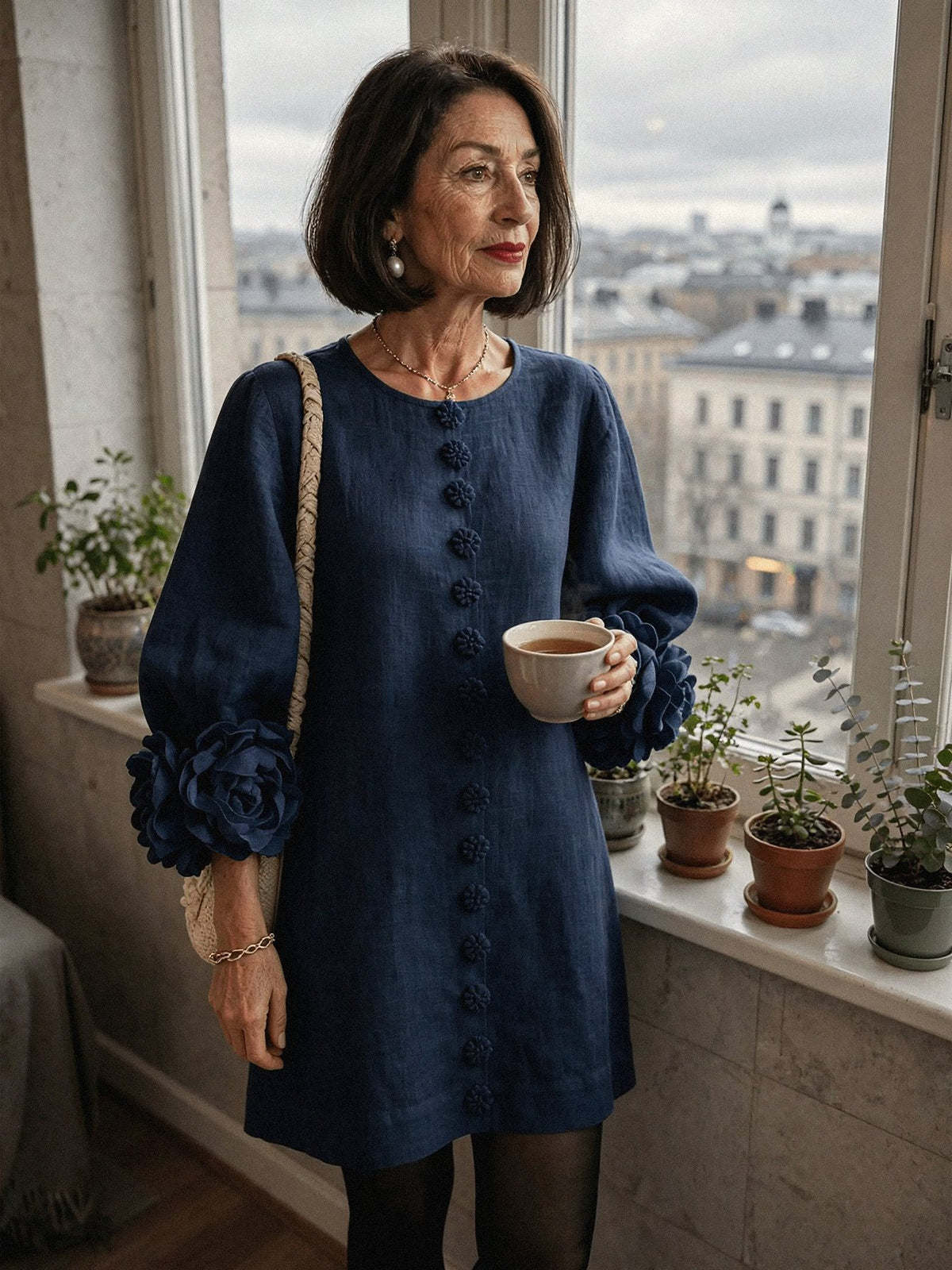 Minimekko ruusukemansetein laivastonsininen – Bonvayana